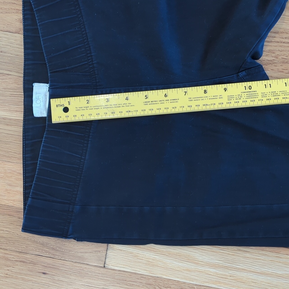 Ann Taylor Cotton Twill Elastic Waistband Cigarette Pants Black Slim Leg Natural - Picture 3 of 6